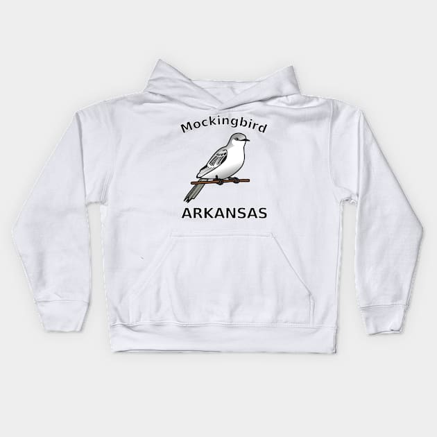 Mockingbird, State Bird of Arkansas Kids Hoodie by denip